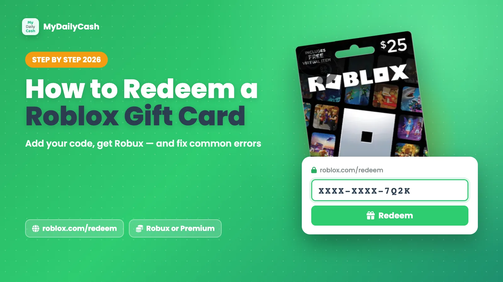 How to Redeem a Roblox Gift Card (Step by Step 2026) + Fix Errors